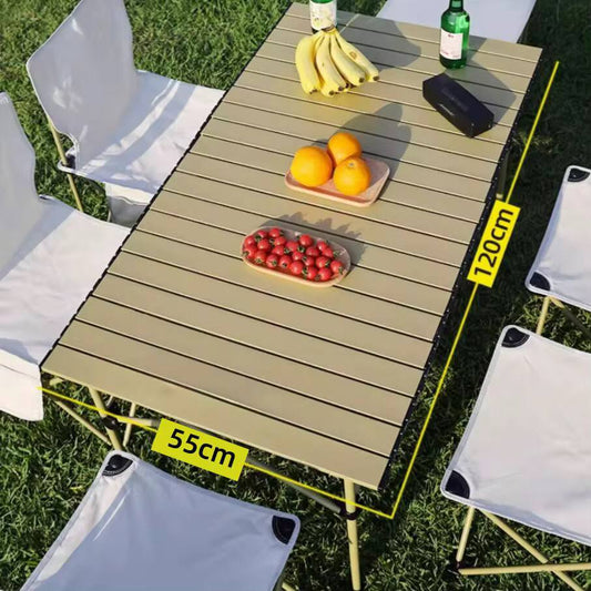 MONIFEN
Garden Folding Table And Chair Family Picnic Camping Bbq Folding Table Portable roll away 
Metallic top