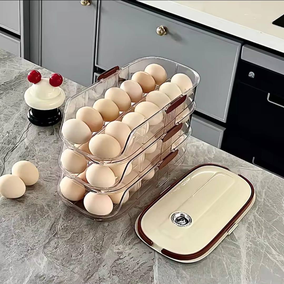 Acrylic Stackable Automatic sliding/rolling Egg Storage box/Egg Tray
