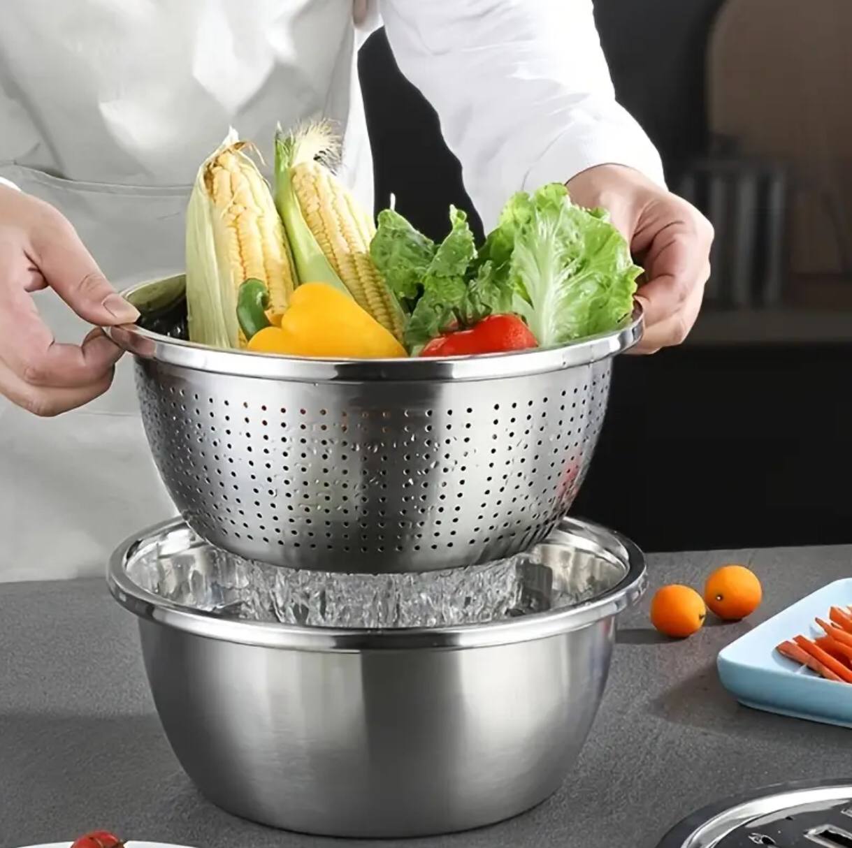 26cm 4PCS  Set 304 colander Stainless Steel Bowl with Lid.