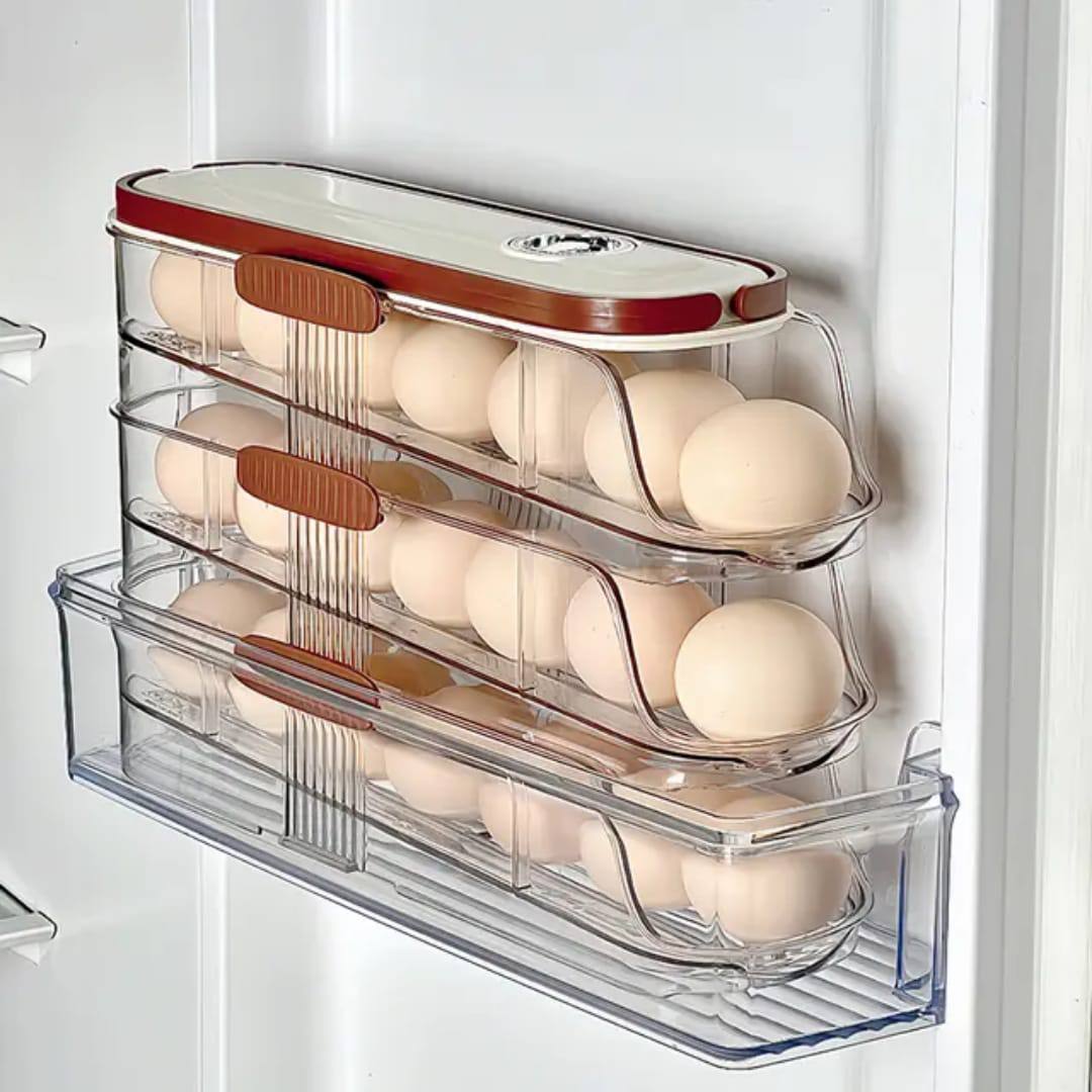 Acrylic Stackable Automatic sliding/rolling Egg Storage box/Egg Tray