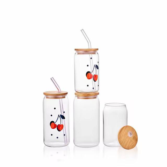 500ml Glass Cup With Lid and Straw  
Price