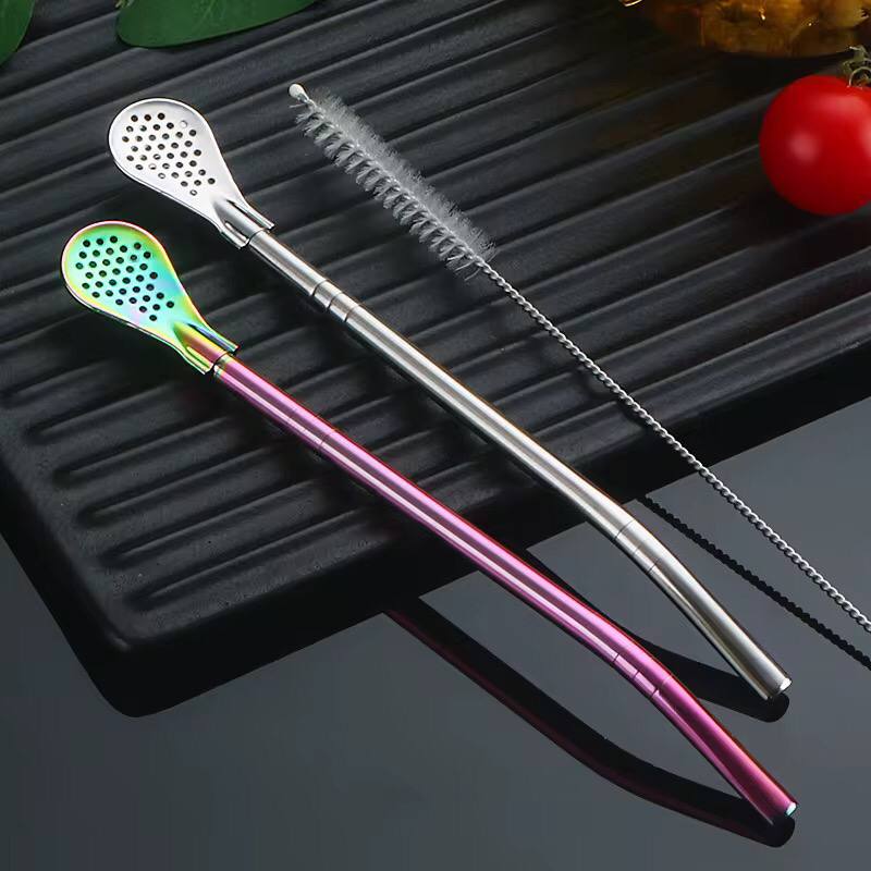 INNOVATIVE DESIGN - 3 in 1, straw, stirring spoon or strainer