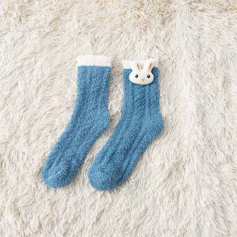 Winter Cute Fluffy Comfortable Breathable Sleeping Coral Fleece Socks