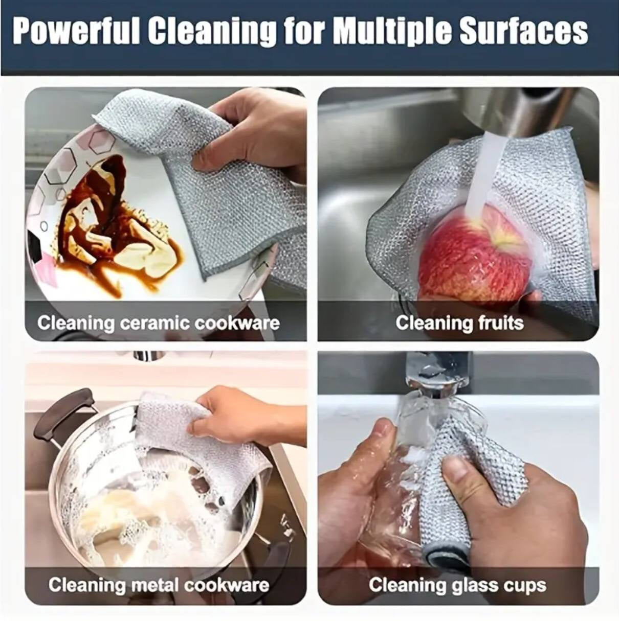 Multi-purpose magic wire dish cleaning cloth.