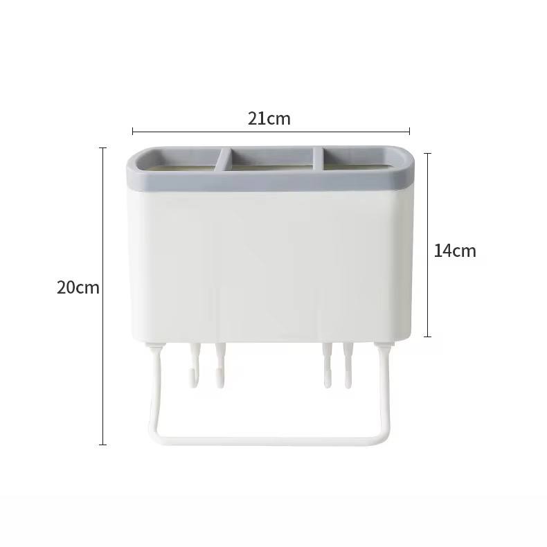 Multipurpose 3 slot drainer with 4 hooks and towel holder