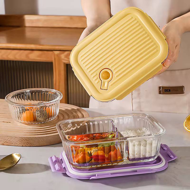 3pcs Borosilicate Glass ribbed Food Storage Containers with Lids