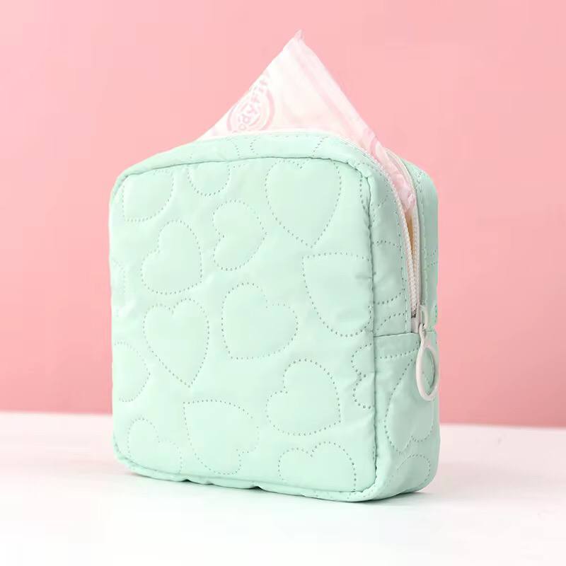 New Candy Color Square Glossy Cosmetic Bag Makeup Bag Pouch Portable PU Waterproof Storage Bag Women Sanitary Napkin Organizer