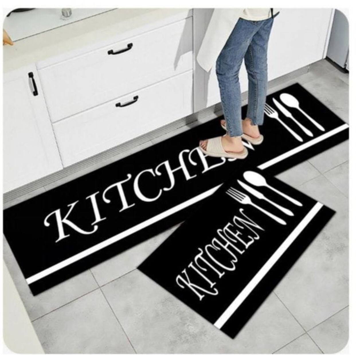 Big size 2pc kitchen mats with  rubber bottom