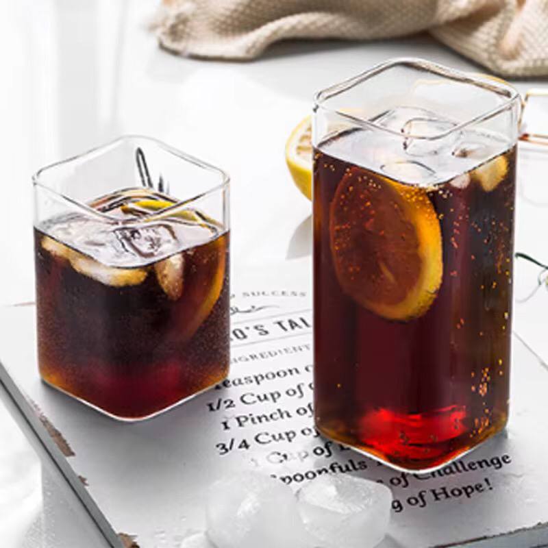 Square Glass Cup Heat-resistant Juice Milk Tea Glass Cup