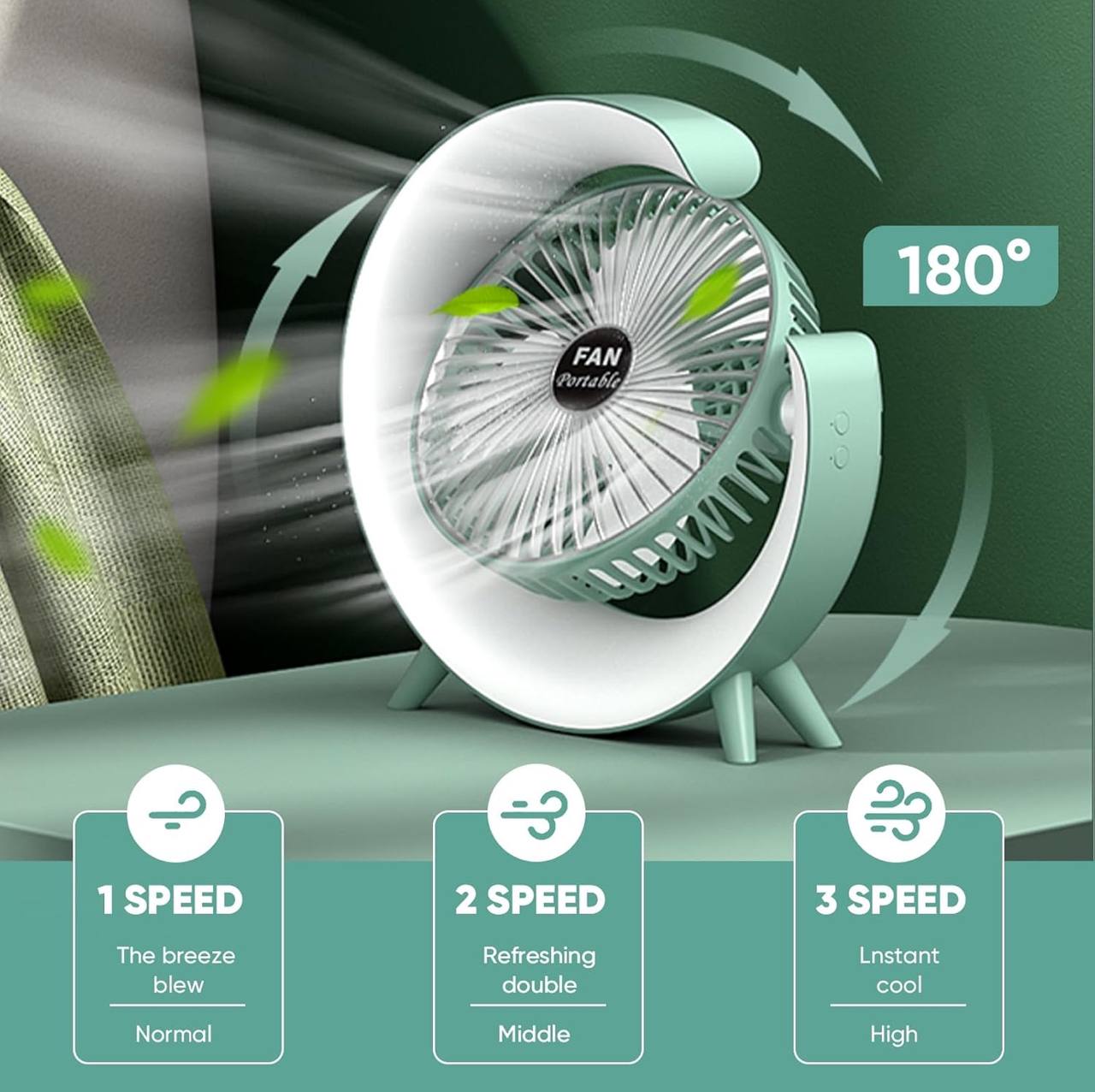 Portable rechargeable desktop Fan