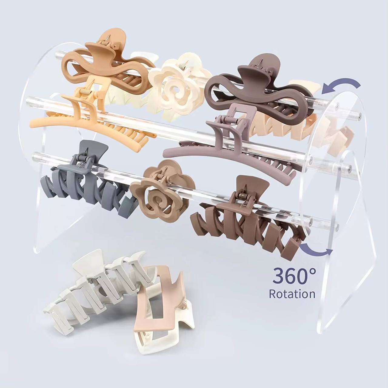 360°Rotating Acrylic Headband Holder/Claw clip Organizer