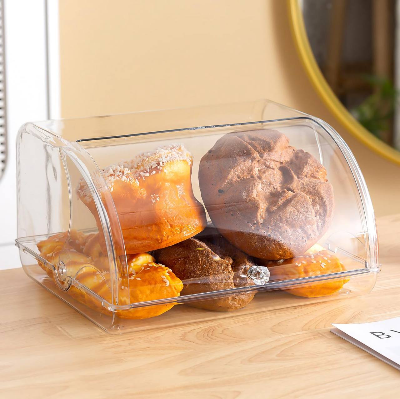 Bread storage organizer cookies with roll up lid