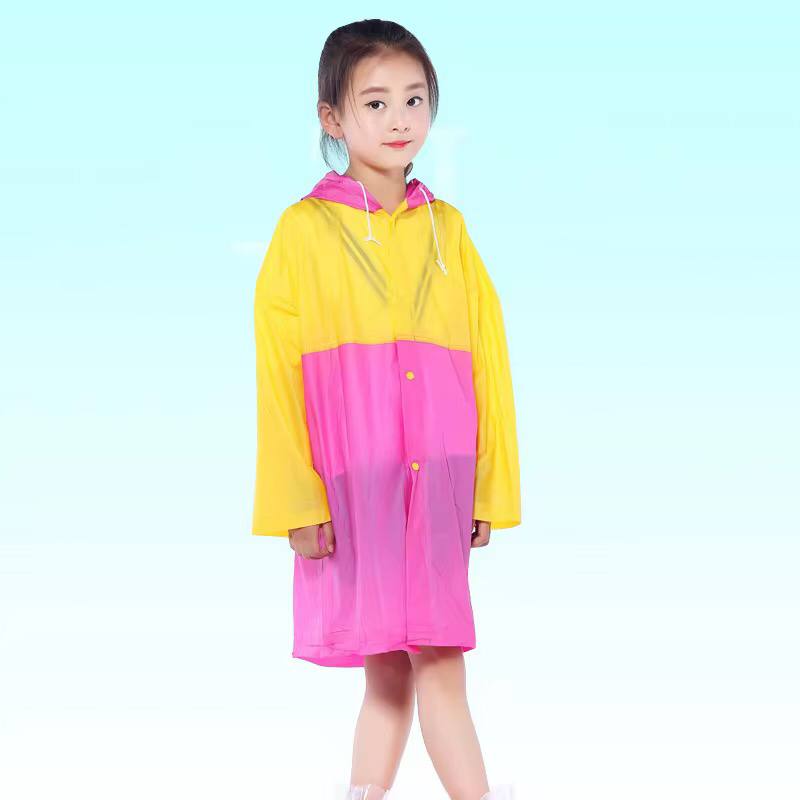 Light PVC Child/Kids Hooded Schoolbag Rain Coat
