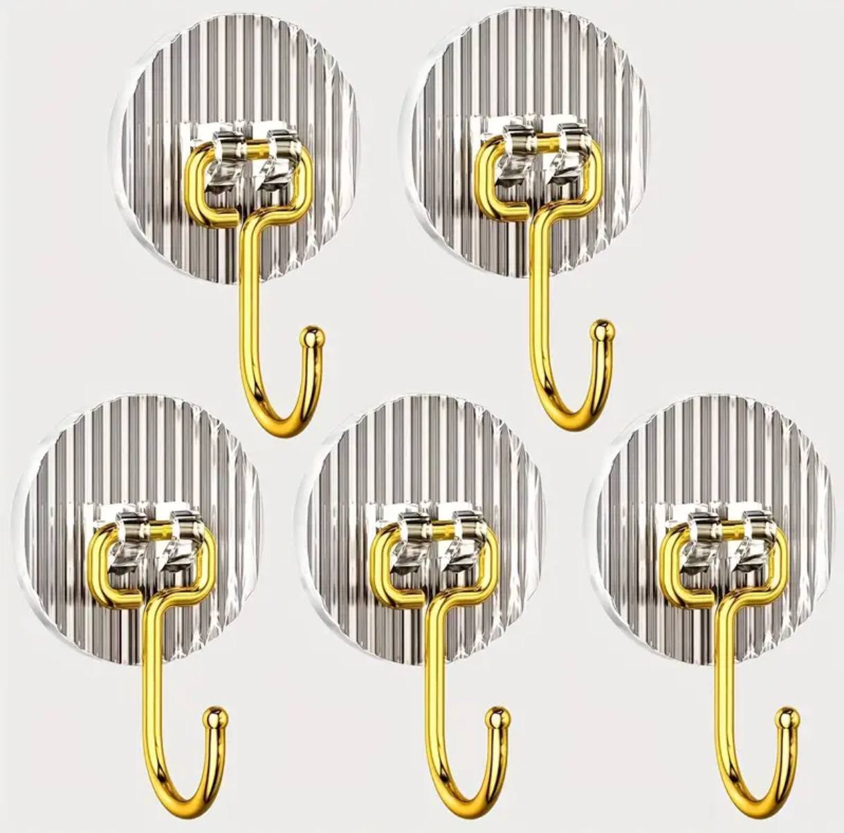 Set of 5 Golden Acrylic Hooks .