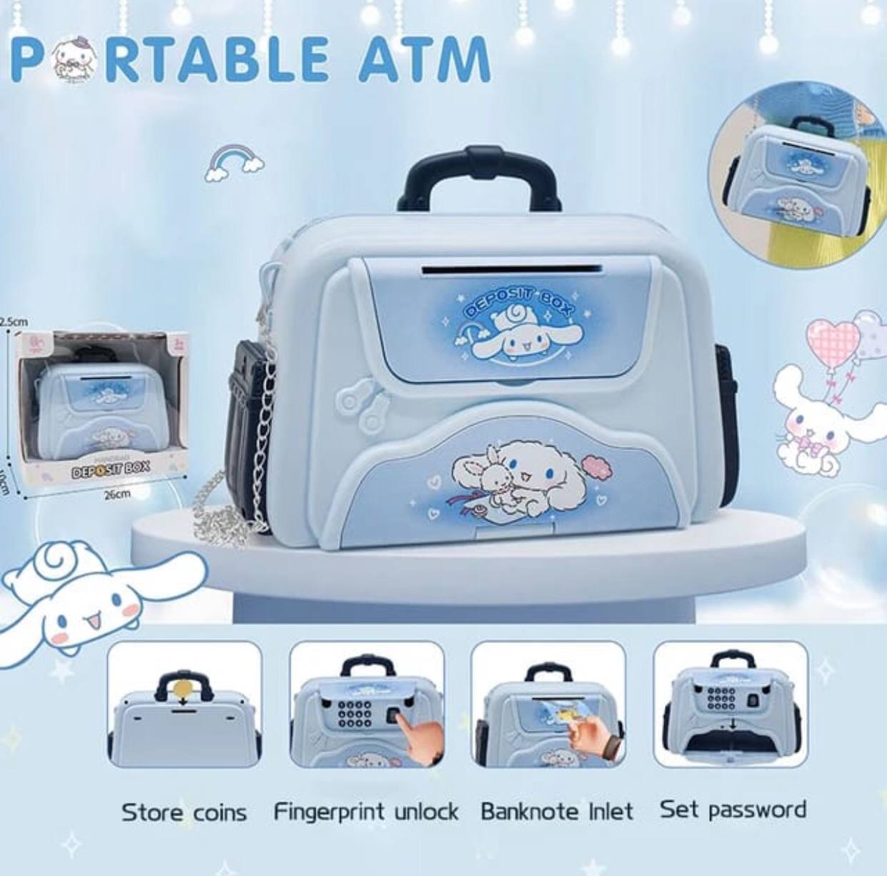 Handbag design Password and  Fingerprint  portable  ATM  Money