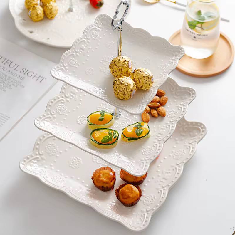 Ceramic Cake stand square 3 layer