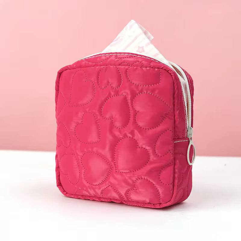 New Candy Color Square Glossy Cosmetic Bag Makeup Bag Pouch Portable PU Waterproof Storage Bag Women Sanitary Napkin Organizer