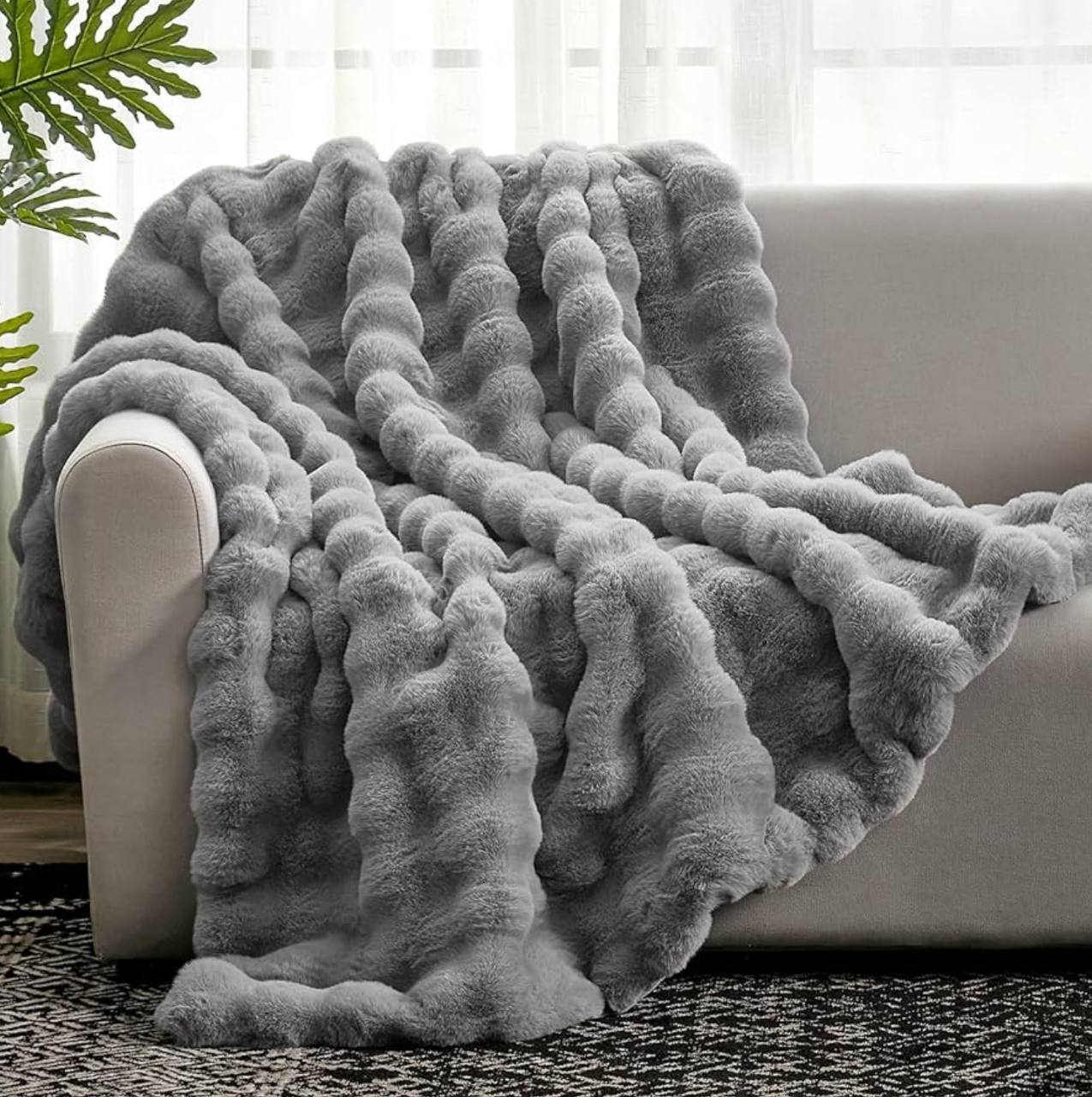 Soft Bubble Winter Throw Blanket Plain