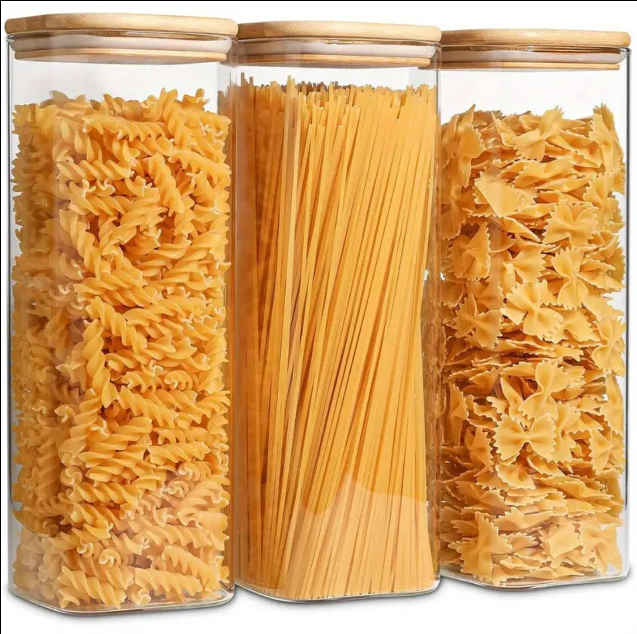 Rectangular shape glass spaghetti jar