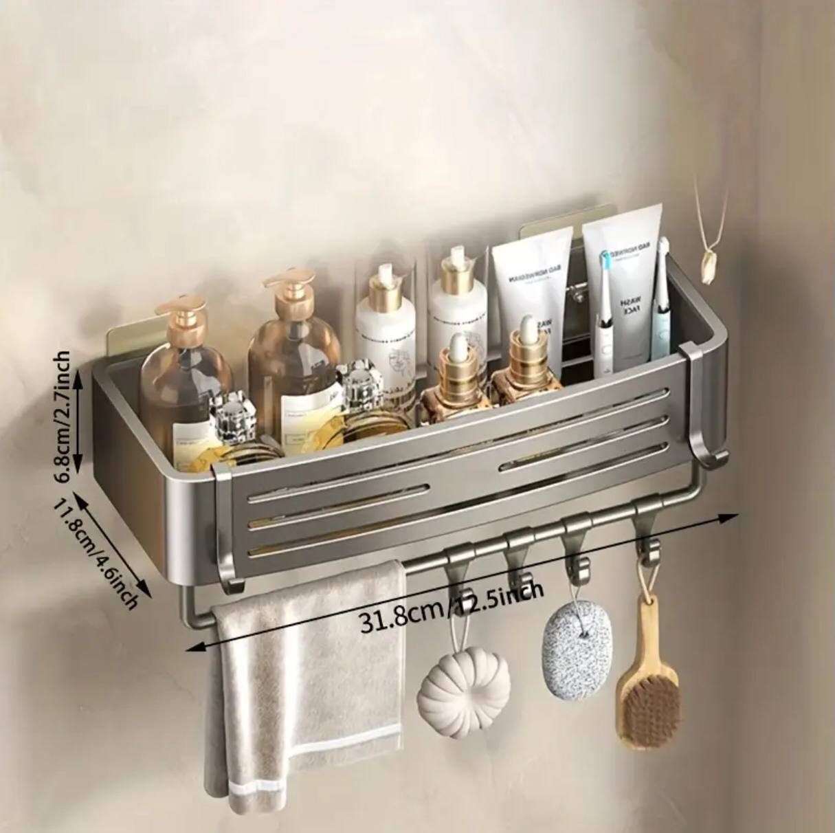 Aluminum wall mounted Bathroom Shelf Set