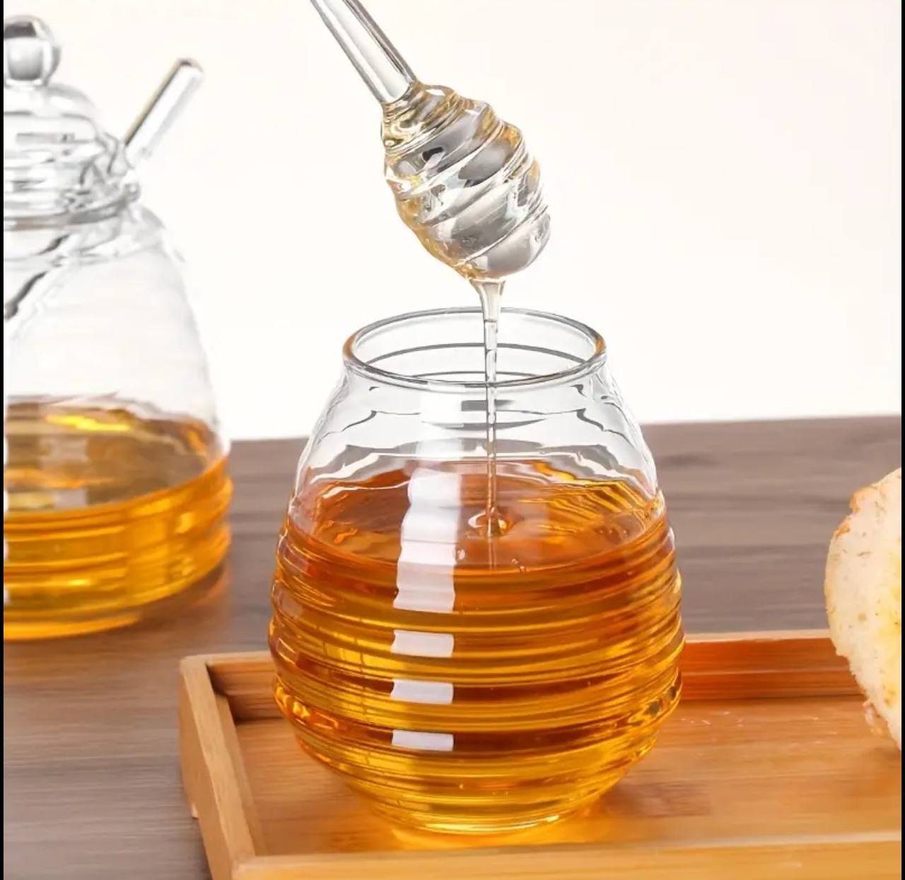 250ml Glass Honey Dispenser with a Dipper