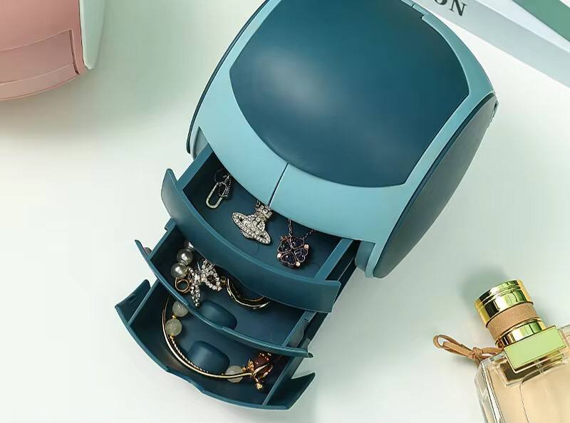 ball shaped 6 cubicle jewelry cosmetic organizer with 3 drawers.
