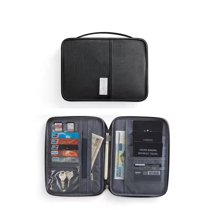 Multifunctional family size travel passport and document organizer