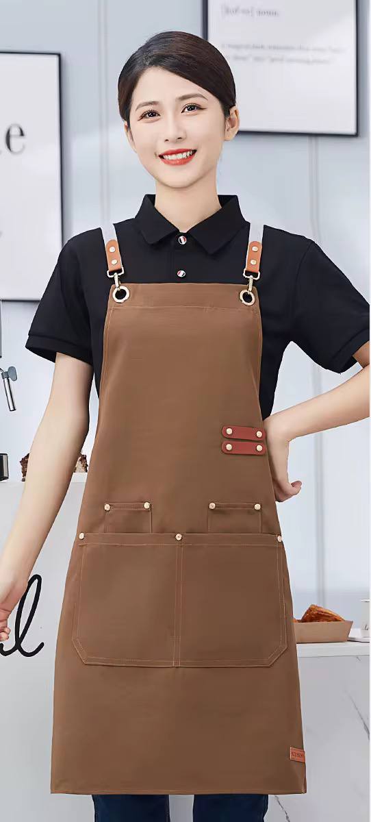 Premium Upscale  Apron with pockets and Adjustable Leather Straps