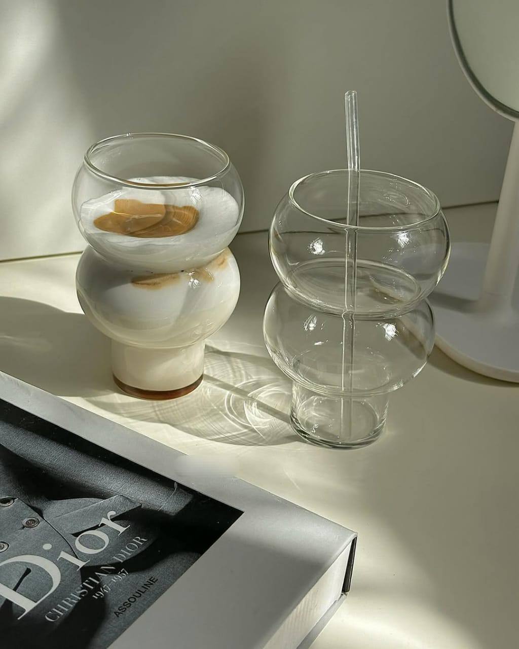 Unique Gourd shape Design glass water cup. 6pc