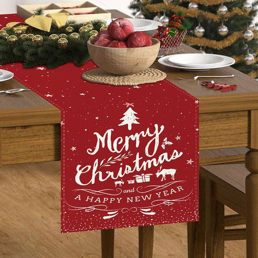 Christmas Table Runner Snowman Gnome Table Cloths Linen Table Runners Kitchen Dining Table  Runners for Home Dining Party Decor
