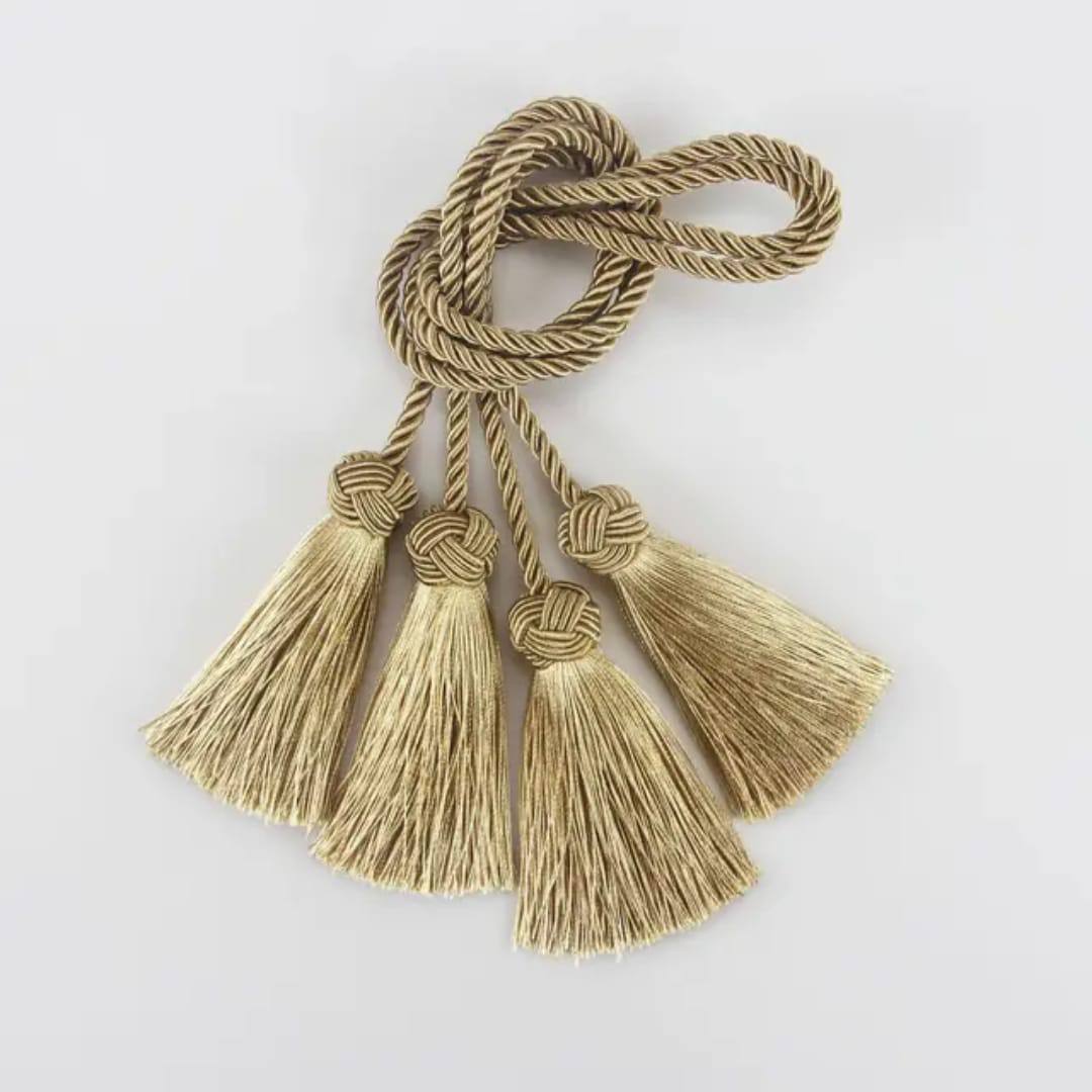 1pair Tassel Curtain Tieback Gold Tiebacks for Curtains Rope Holder Accessories Polyester Curtain Cord