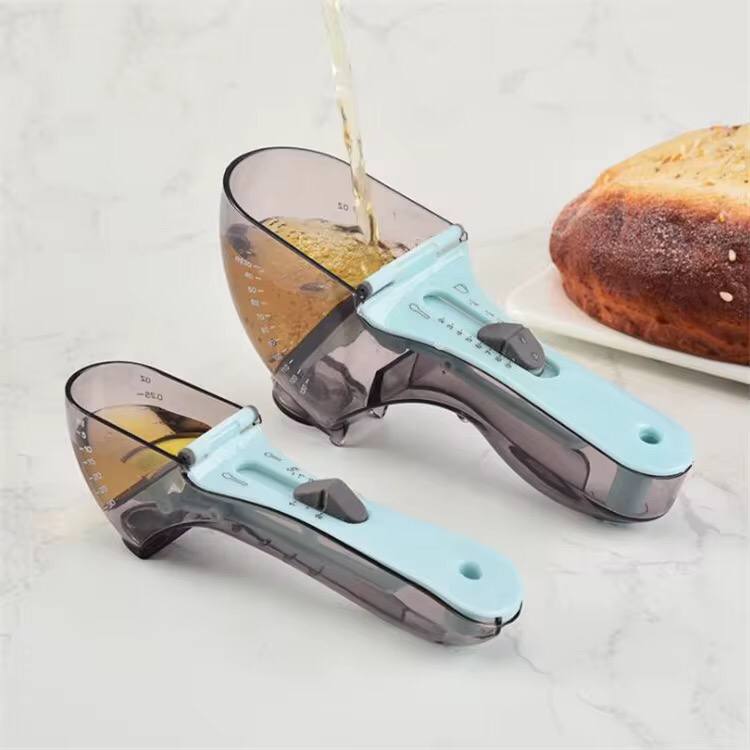Adjustable Graduated Measuring Cup Kitchen Tool Plastic Spoon Measuring Cup For Baking Cooking Coffee Sugar Salt