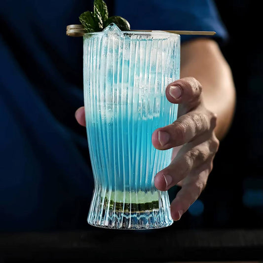 Unique Striped Aesthetic Highball Glass 6pc