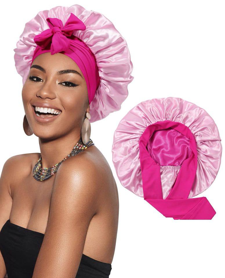Reversable Satin Hair Bonnet with elastic tie band