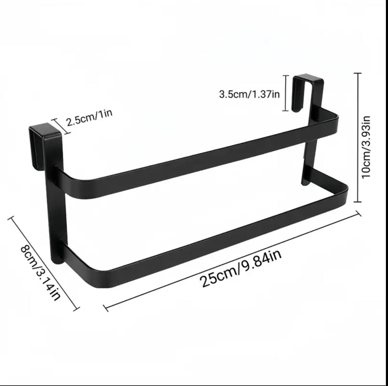 Double layer over cabinet towel rack