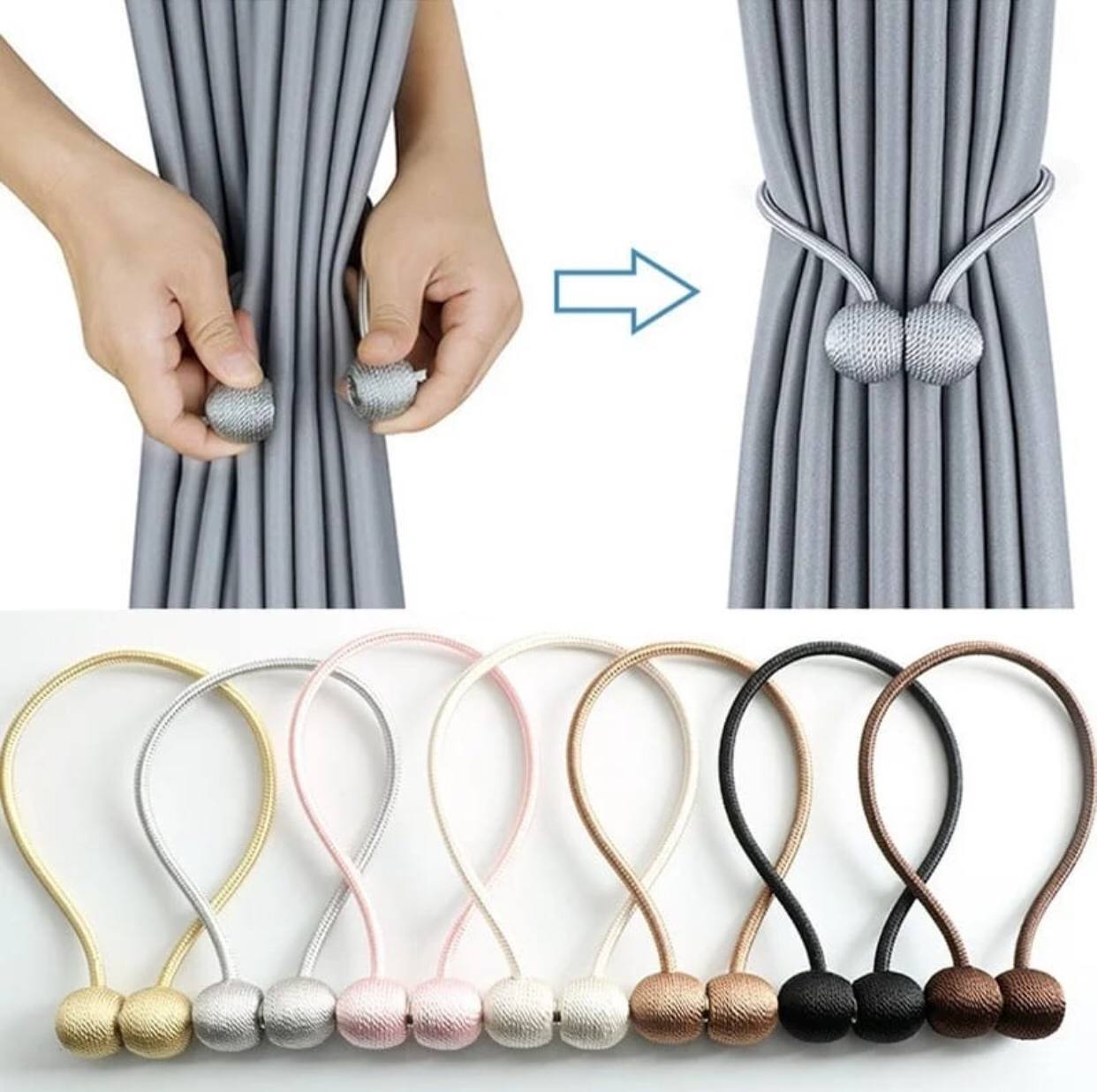 Magnetic tieback curtain holder