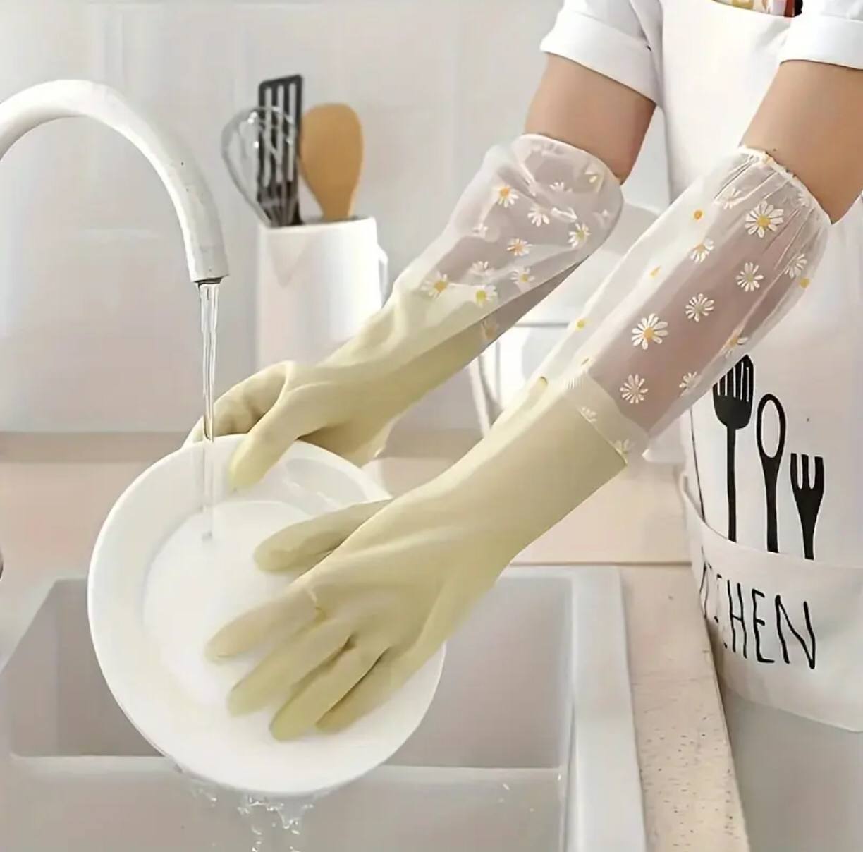 1 Pair Of Thermal Dishwashing Gloves, Thick And Durable, Waterproof Non-slip.