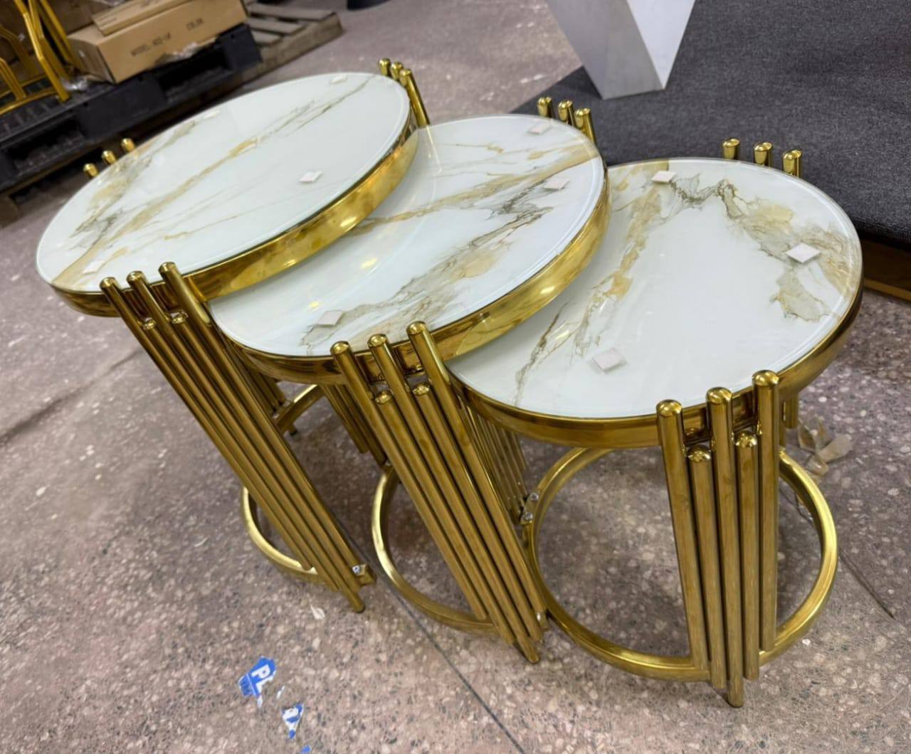 Marble top 3in 1 side stools, center tables