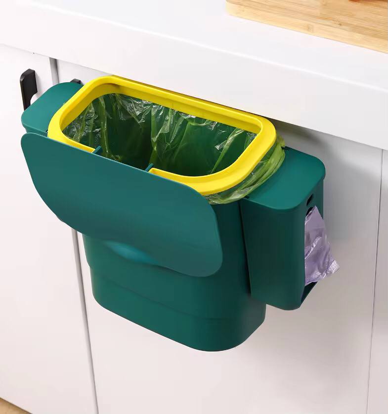 Foldable Kitchen Hanging dustbin with 2 Trash Bags Storage cans