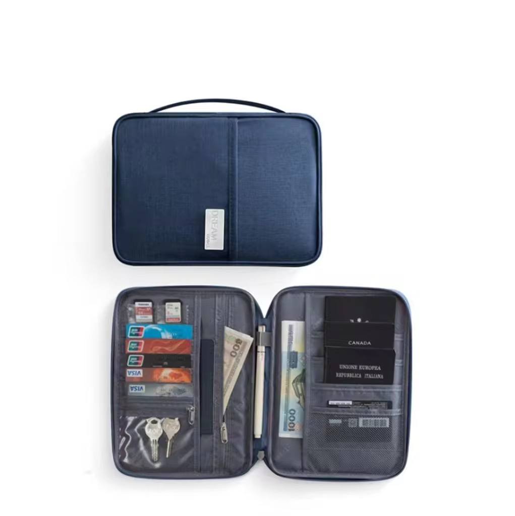 Multifunctional family size travel passport and document organizer