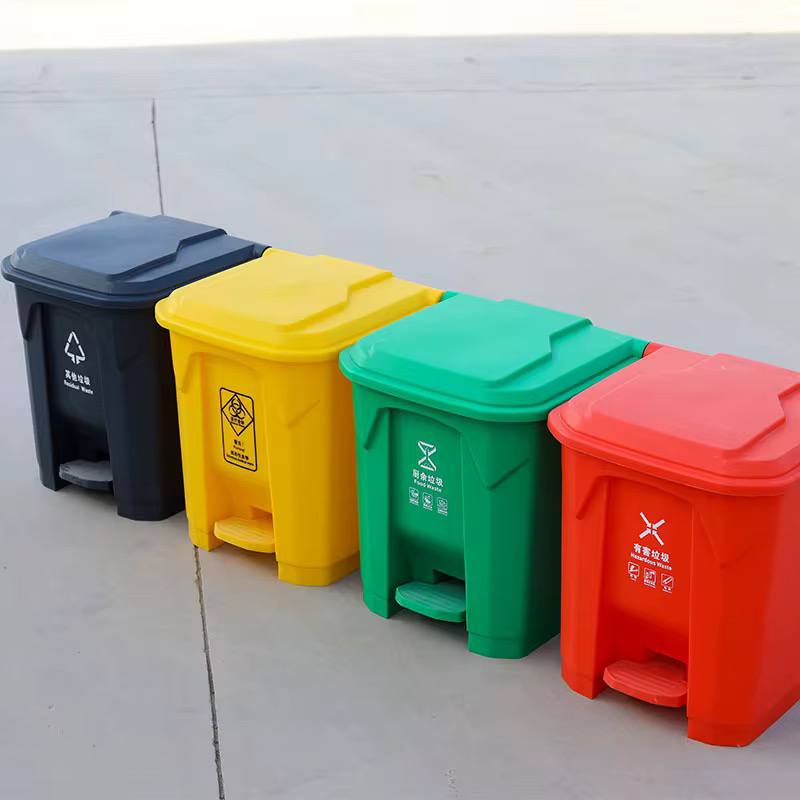 Trash Can Dustbins Outdoor Recycling Bins, Large Shatterproof Easy To Clean Dustbins Garbage Container Trash Barrel