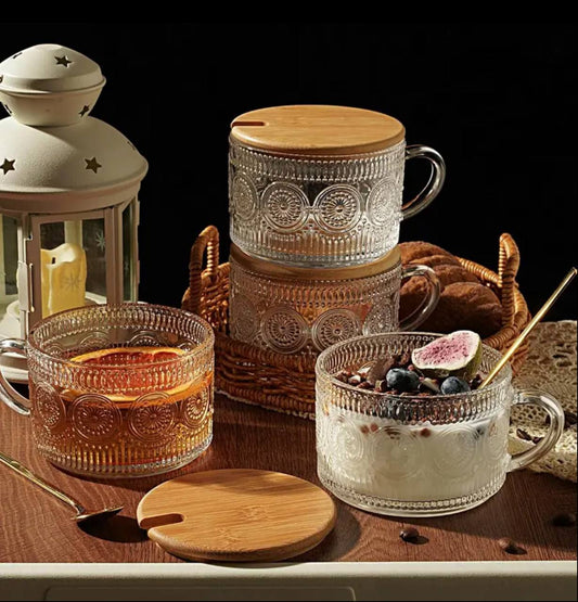 Vintage Glass coffee Mugs 4pc
