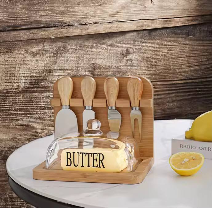Butter Tray Set with Built-in Knives