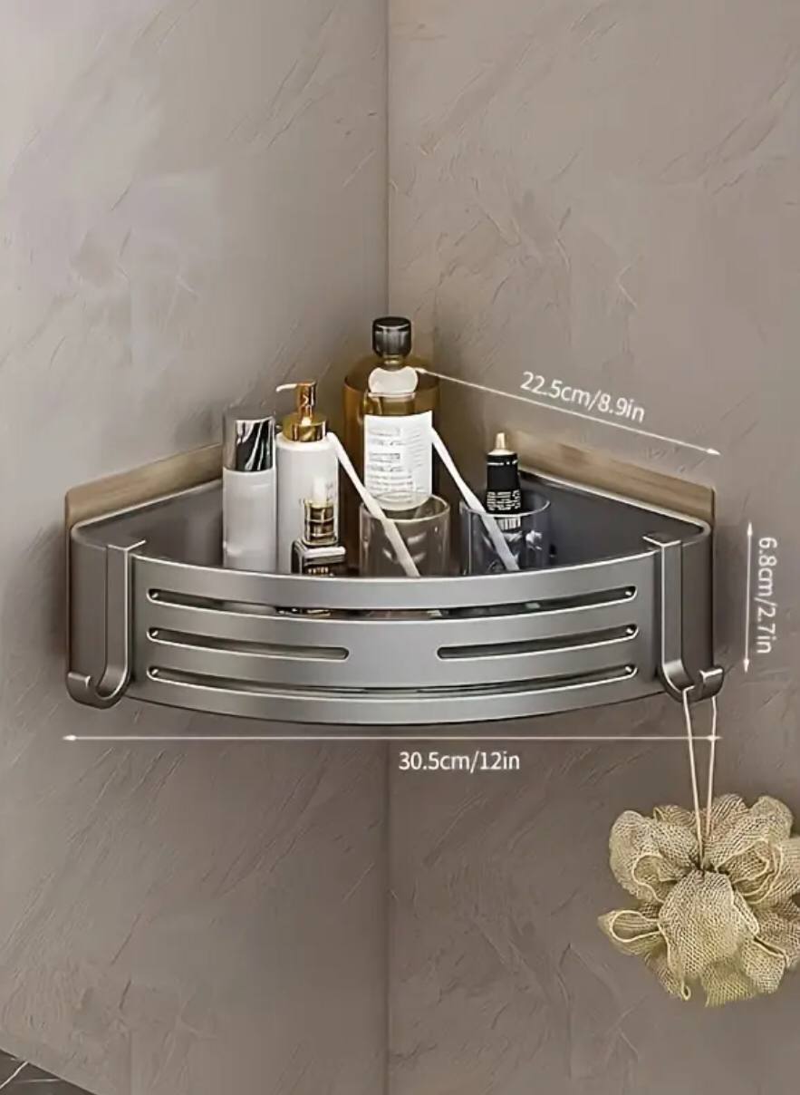 2pcs Corner Aluminum wall mounted Bathroom Shelf Set