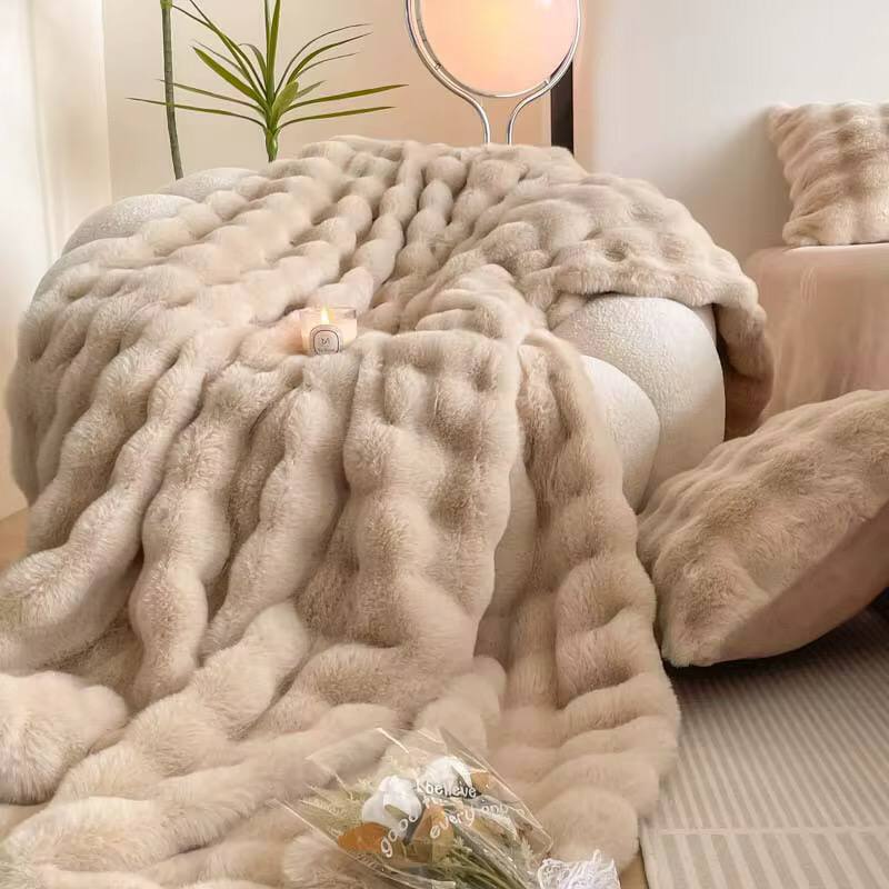 Big Size Soft Bubble Winter Throw Blanket Plain