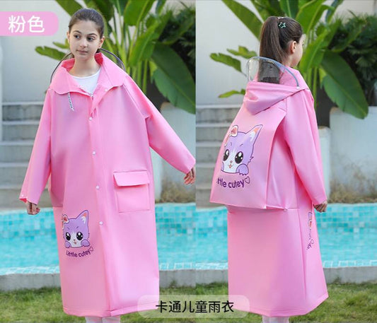 High quality children's raincoat with wide brim hat and zipper