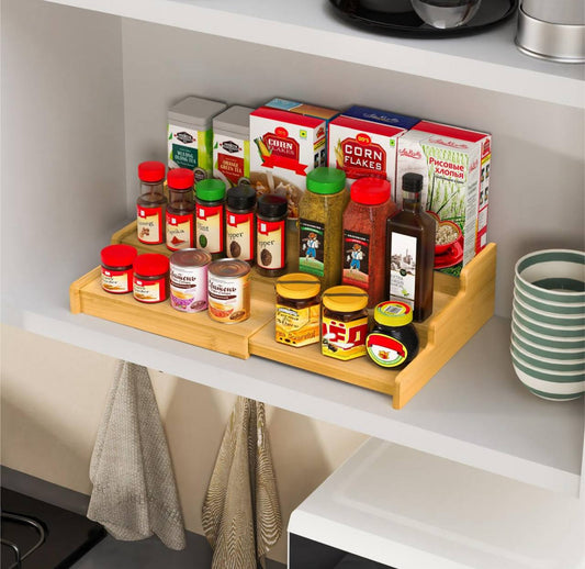 3 Tier Expandable Mulit-purpose  Bamboo Rack Organizer