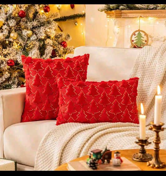 Christmas Tree Glitter Plush Cushion Cover  Home Decor Pillowcase