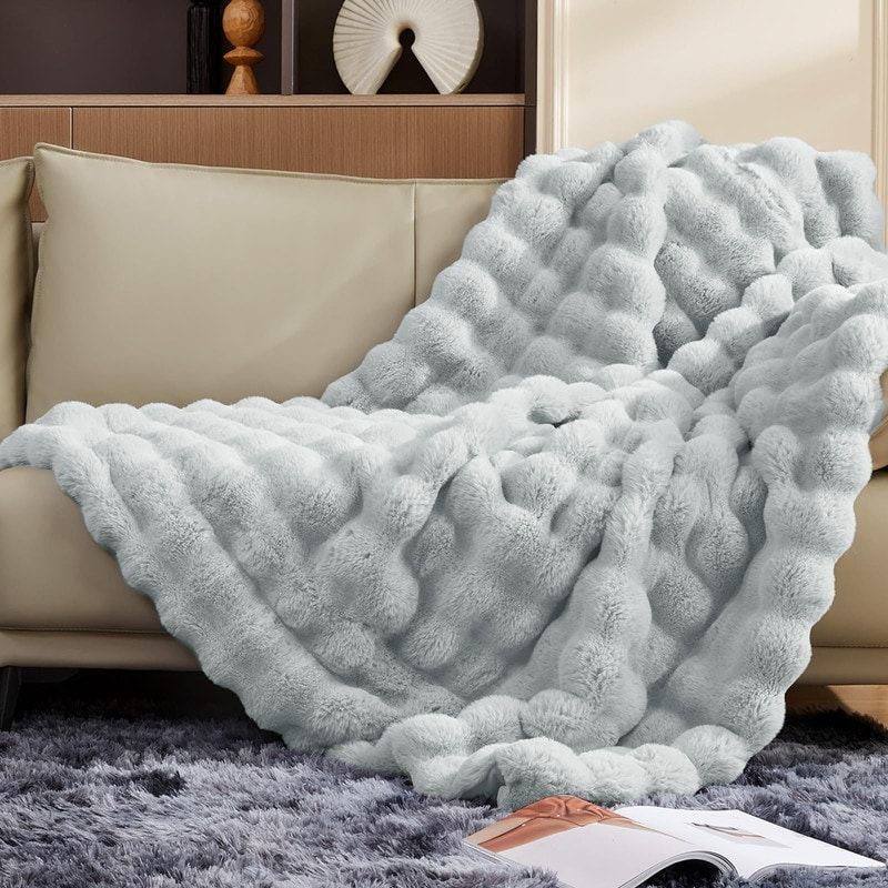 Soft Bubble Winter Throw Blanket Plain
