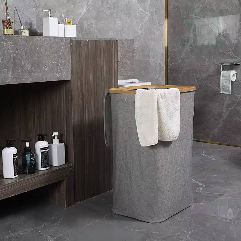 Foldable laundry basket with lid